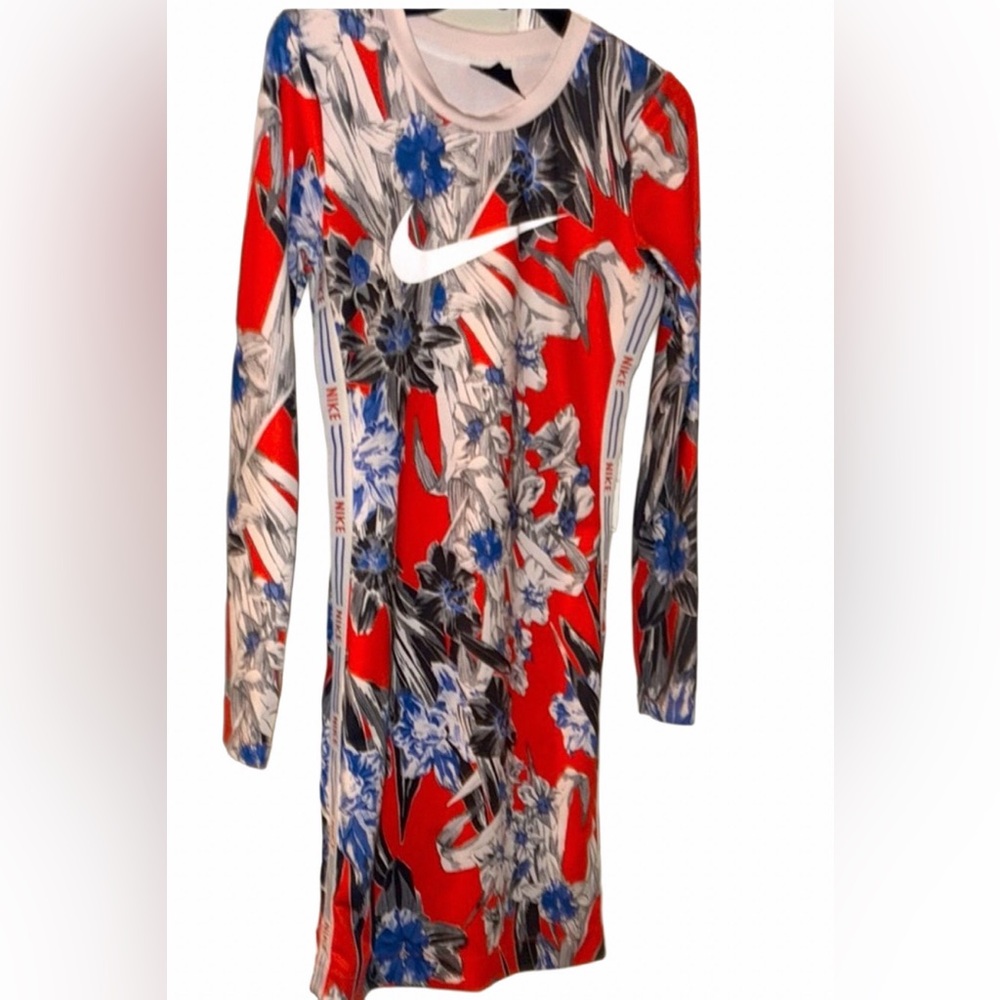 Nike Red and Black Long Sleeve Bodycon Dress